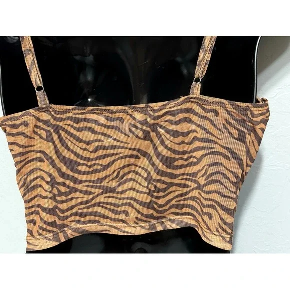 Adika Women's Animal Print Brown and Black Crop top Size L - Picture 6 of 8